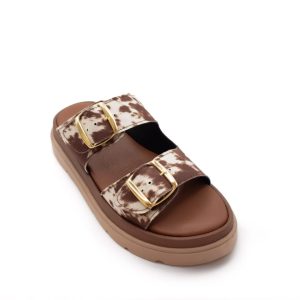 Sandalia Animal Print Color Blanco/Café
