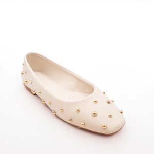 Flats Color Blanco Con Detalle De Estoperoles